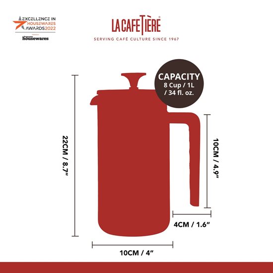 Cafetiera 1L, Pisa Latte Crema - La Cafetiere