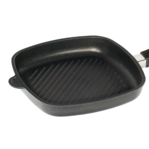 Tigaie grill patrata, aluminiu, 26 x 26 cm - AMT Gastroguss