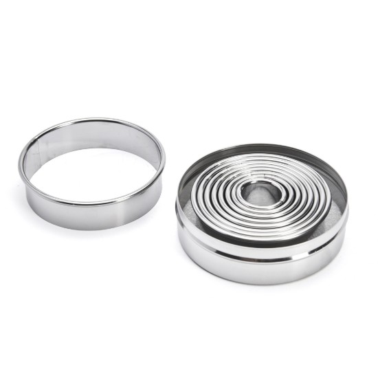 Set 9 cuttere aluat rotunde, inox, 3-11 cm - de Buyer