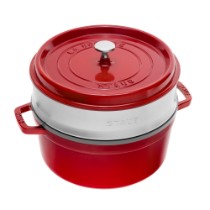 Oala Cocotte fonta, cu accesoriu pentru gatit la abur, 26cm/5,2L, Cherry - Staub