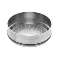 Oala Cocotte fonta, cu accesoriu pentru gatit la abur, 24cm/3,79L, White Truffle - Staub