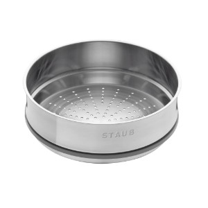 Oala Cocotte fonta, cu accesoriu pentru gatit la abur, 24cm/3,79L, White Truffle - Staub