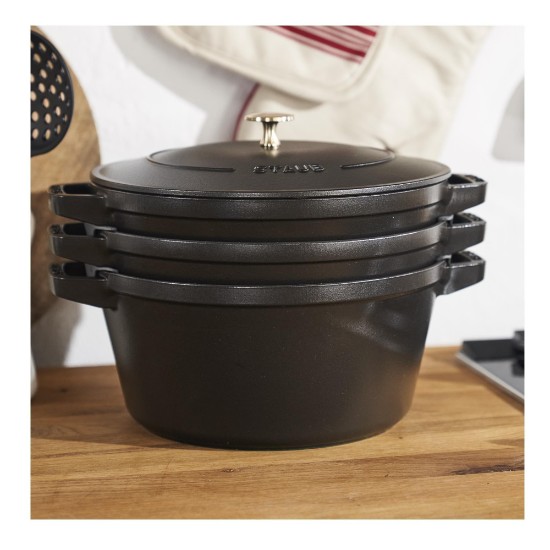 Set 3 vase de gatit Cocotte, 24cm, fonta, Black - Staub