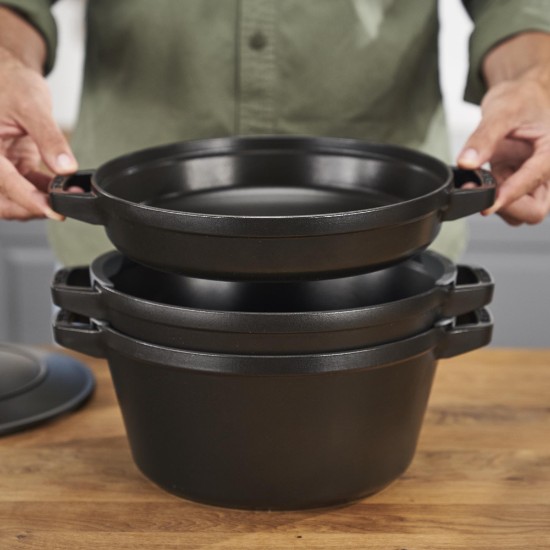 Set 3 vase de gatit Cocotte, 24cm, fonta, Black - Staub