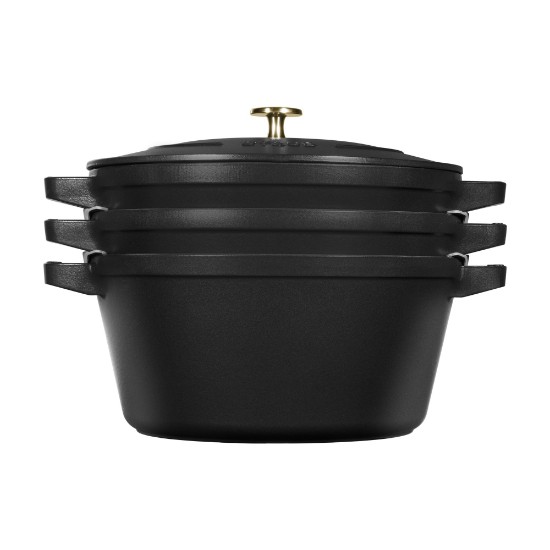 Set 3 vase de gatit Cocotte, 24cm, fonta, Black - Staub