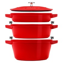 Set 3 vase de gatit Cocotte, 24cm, fonta, Cherry - Staub