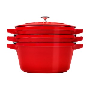Set 3 vase de gatit Cocotte, 24cm, fonta, Cherry - Staub