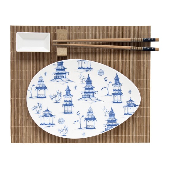 Set sushi, din portelan, cu suporturi si betisoare din bambus, "PAGODA" - Nuova R2S
