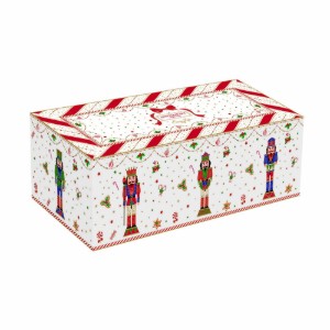 Set 4 boluri portelan, cu tava servire lemn, "Nutcracker Twist" - Nuova R2S