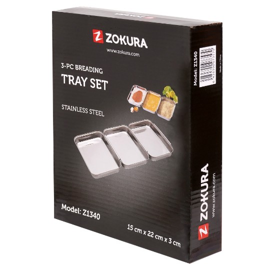 Set 3 tavi panare, inox, 15x22x3cm - Zokura