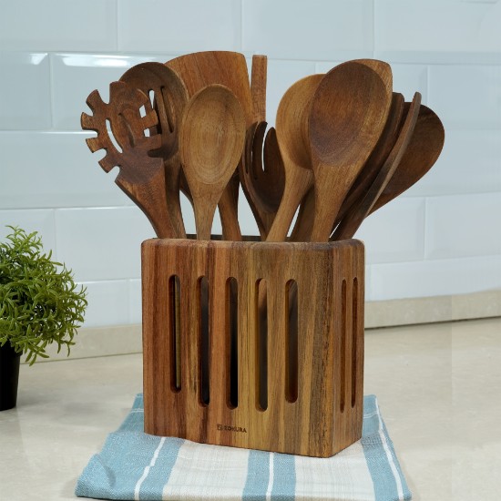 Spatula cu fante, lemn de acacia, 32 cm - Zokura