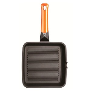 Tigaie grill patrata, aluminiu, 28x28 cm, "Efficient Orange" - BRA