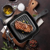 Tigaie grill, fonta, 20x20 cm - LAVA