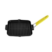 Tigaie grill, fonta, 21 x 21 cm, maner Galben - LAVA
