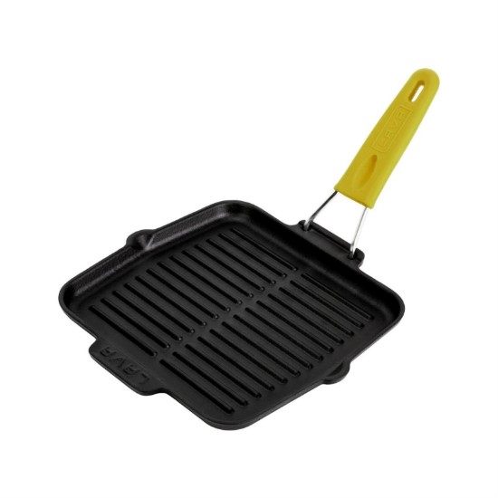 Tigaie grill, fonta, 21 x 21 cm, maner Galben - LAVA