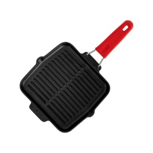 Tigaie grill, fonta, 21x21 cm, maner Rosu - LAVA