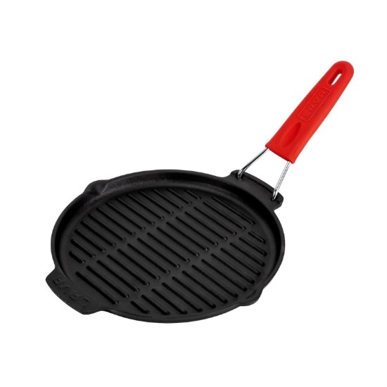 Tigaie grill rotunda, fonta, 23cm, maner Rosu - LAVA