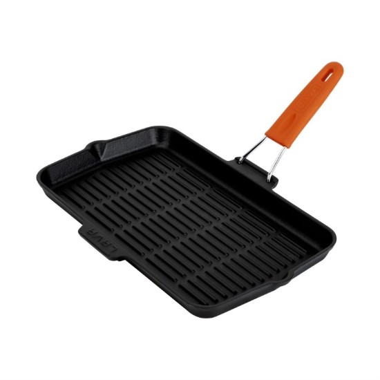 Tigaie grill, fonta, 36 x 21 cm, maner Portocaliu - LAVA