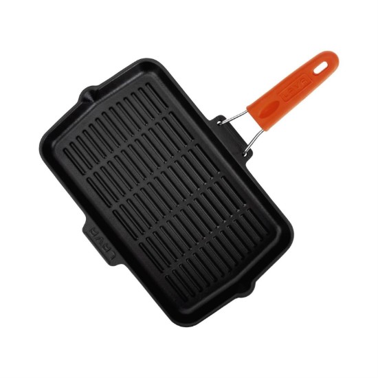 Tigaie grill, fonta, 36 x 21 cm, maner Portocaliu - LAVA