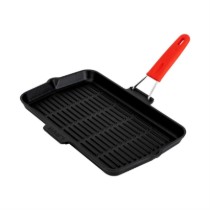 Tigaie grill, fonta, 36 x 21 cm, maner Rosu - LAVA