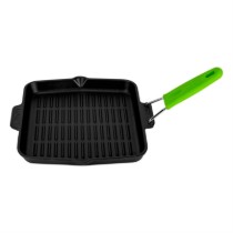 Tigaie grill patrata, fonta, 24x24 cm, maner Verde - LAVA