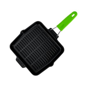Tigaie grill patrata, fonta, 24x24 cm, maner Verde - LAVA