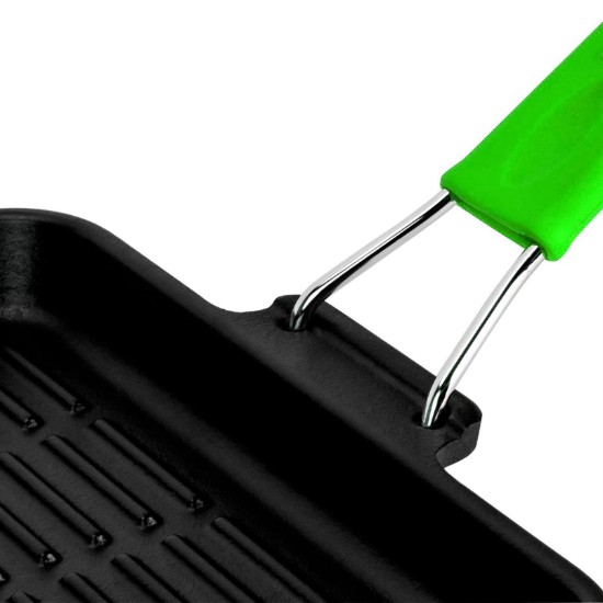 Tigaie grill patrata, fonta, 24x24 cm, maner Verde - LAVA