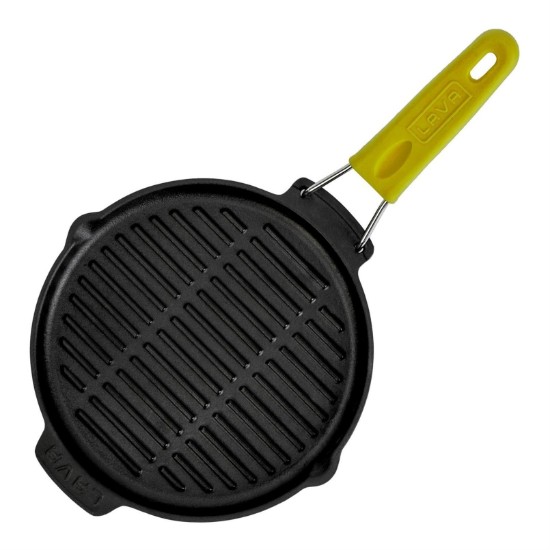 Tigaie grill rotunda, fonta, 23cm, maner Galben - LAVA