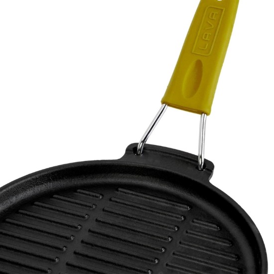 Tigaie grill rotunda, fonta, 23cm, maner Galben - LAVA