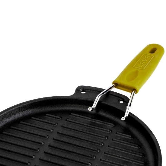 Tigaie grill rotunda, fonta, 23cm, maner Galben - LAVA