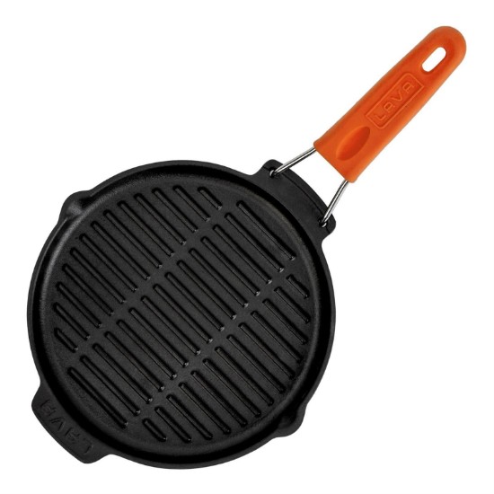 Tigaie grill, fonta, rotunda, 23cm, maner Portocaliu - LAVA