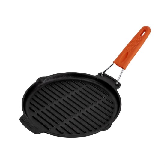 Tigaie grill, fonta, rotunda, 23cm, maner Portocaliu - LAVA