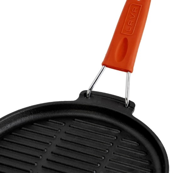 Tigaie grill, fonta, rotunda, 23cm, maner Portocaliu - LAVA