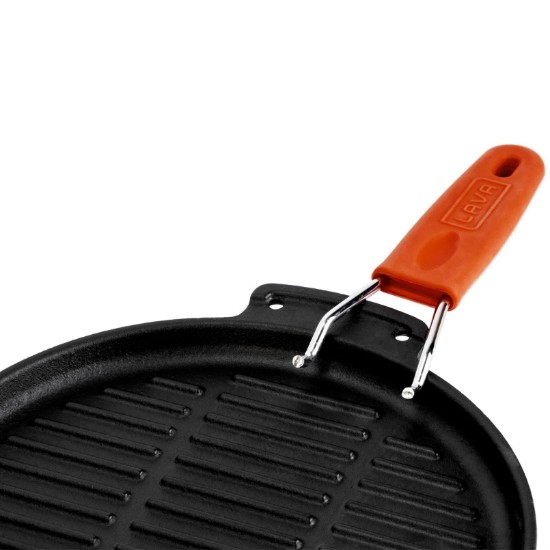 Tigaie grill, fonta, rotunda, 23cm, maner Portocaliu - LAVA