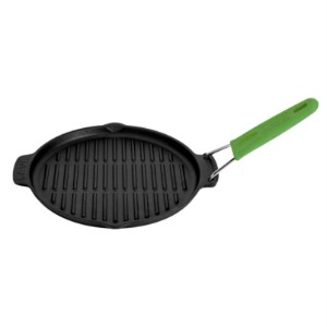 Tigaie grill rotunda, fonta, 23cm, maner Verde - LAVA