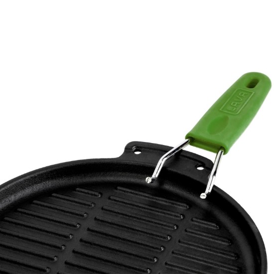 Tigaie grill, fonta, rotunda, 23cm, maner Verde - LAVA