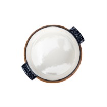 Cratita fonta, 11 cm, cu suport din lemn, Albastru - LAVA