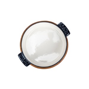 Cratita fonta, 11 cm, cu suport din lemn, Albastru - LAVA