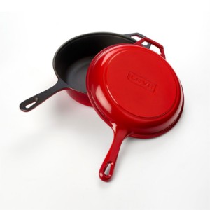 Set combo tigaie cu capac, 26cm, fonta, Rosu - LAVA