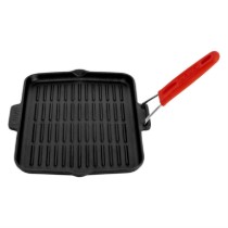 Tigaie grill, fonta, 30 x 21 cm, maner Rosu - LAVA