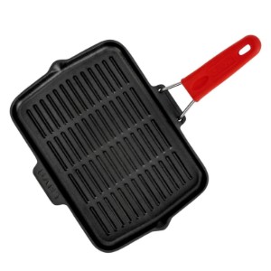 Tigaie grill, fonta, 30 x 21 cm, maner Rosu - LAVA