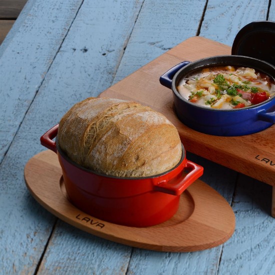 Suport oval, pentru mini-cratita ovala, lemn, 23 x 13 cm - LAVA