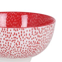 Bol japonez, din portelan, 15,5cm, "Hana", White/Red - La Mediterranea