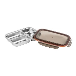 Caserola dreptunghiulara compartimentata, inox, 560ml, "To go" - Cuitisan