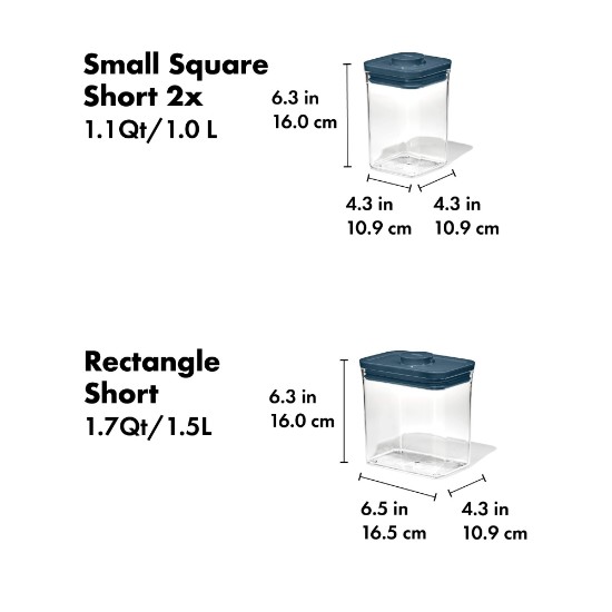 Set caserole 3 piese POP, din plastic, Storm Blue - OXO