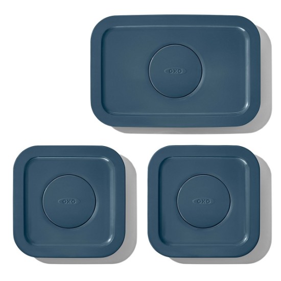 Set caserole 3 piese POP, din plastic, Storm Blue - OXO