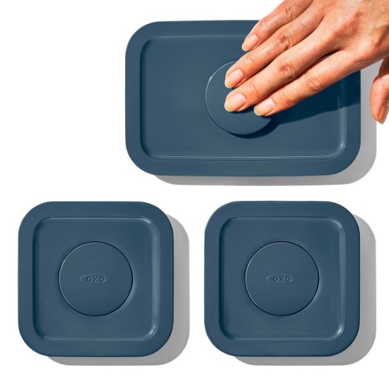 Set caserole 3 piese POP, din plastic, Storm Blue - OXO