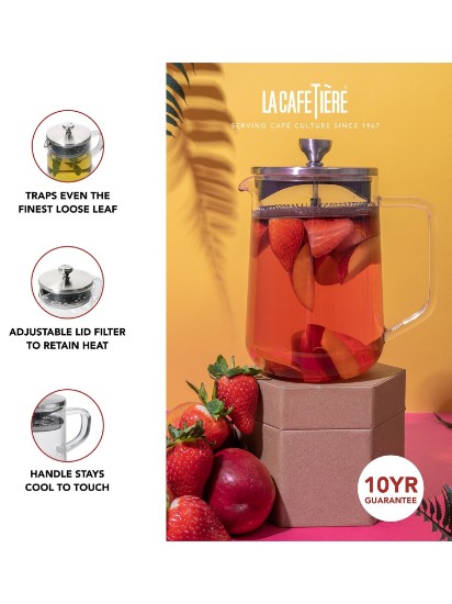 Ceainic cu infuzor, sticla borosilicata, 1,1L - La Cafetière