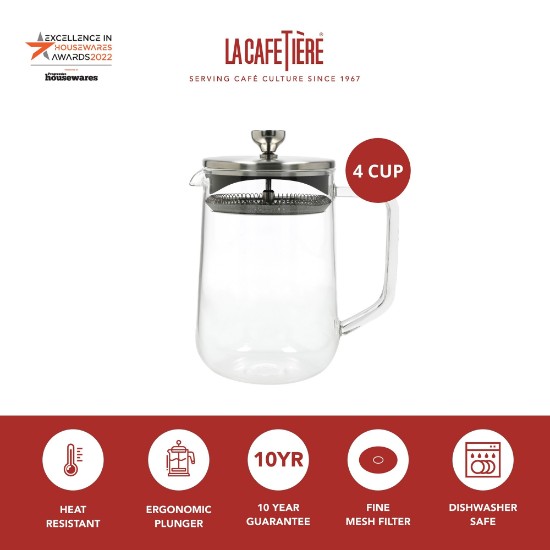 Ceainic cu infuzor, sticla borosilicata, 1,1L - La Cafetière