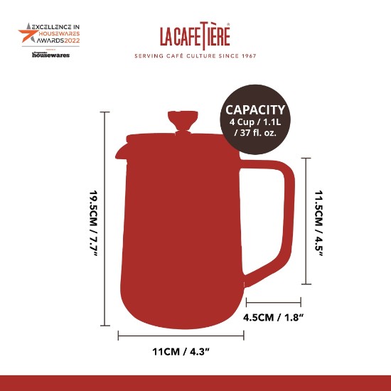 Ceainic cu infuzor, sticla borosilicata, 1,1L - La Cafetière